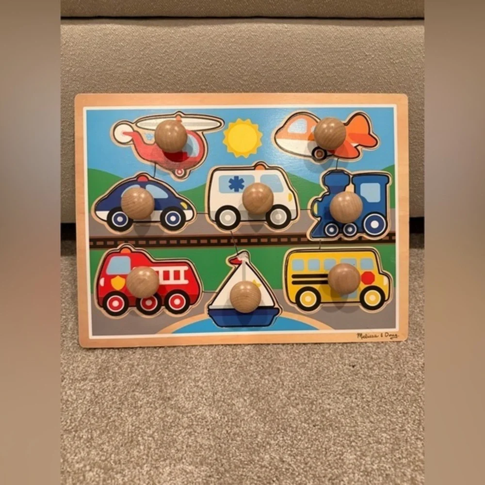 Melissa & Doug Wooden Deluxe Jumbo Knob Vehicles puzzle ages 1+